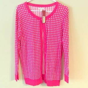 NWT Merona XL pink cardigan with white polka dots